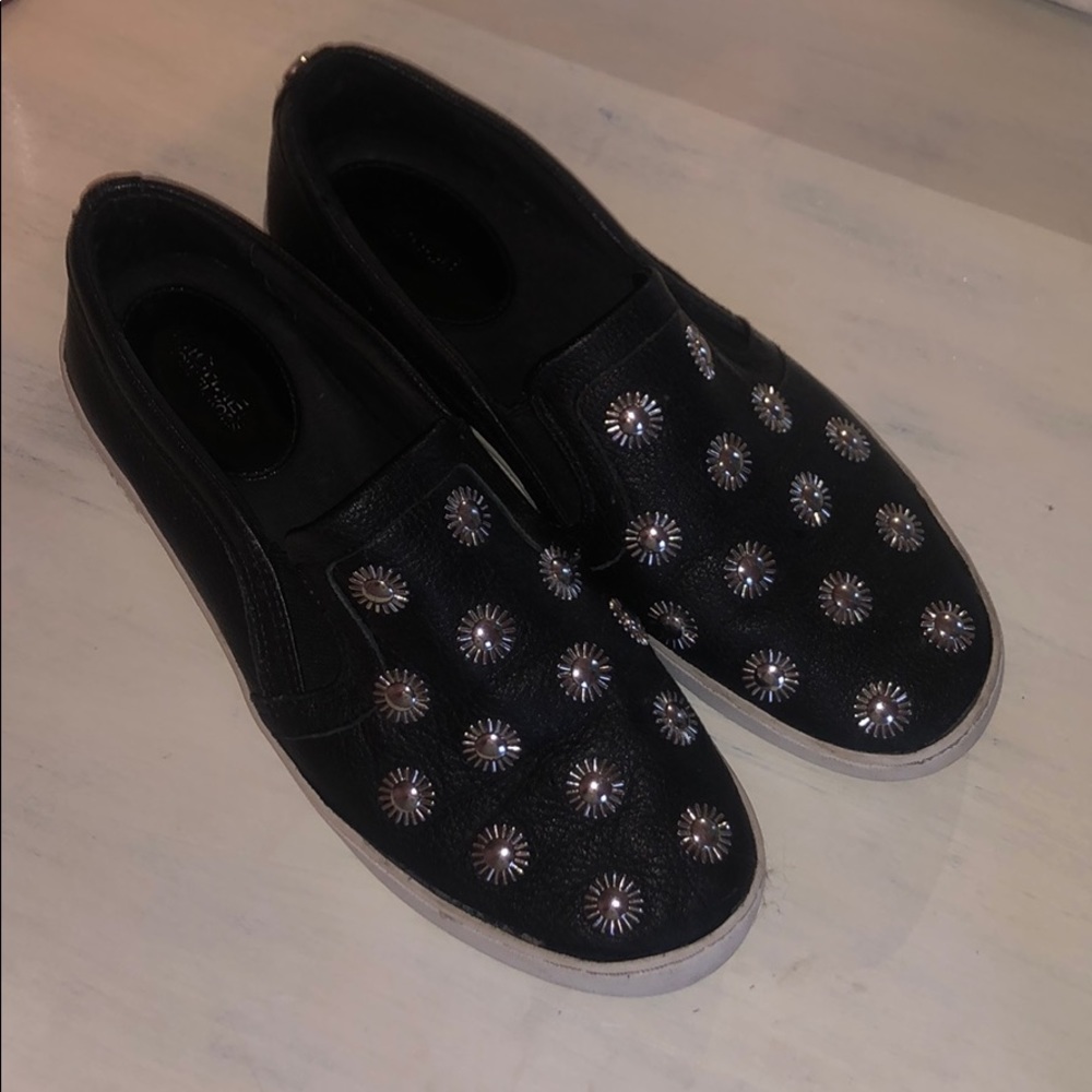 Michael Kors black leather slides